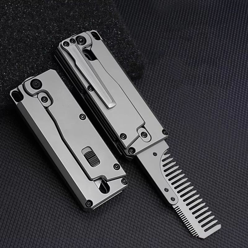 Comb Pocket Titanium - Opvouwbare kam van titaniumlegering Vervangbare kam