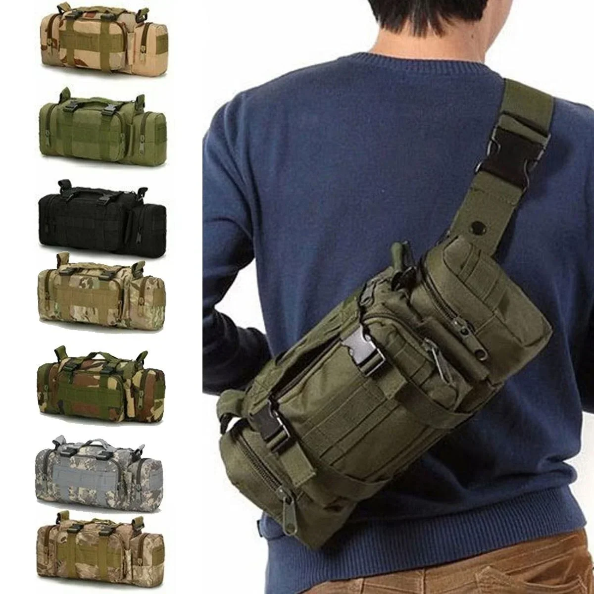 Edc Carry Bag For Men - Duffel heuptas Molle waterdichte heuptasjes cameratas