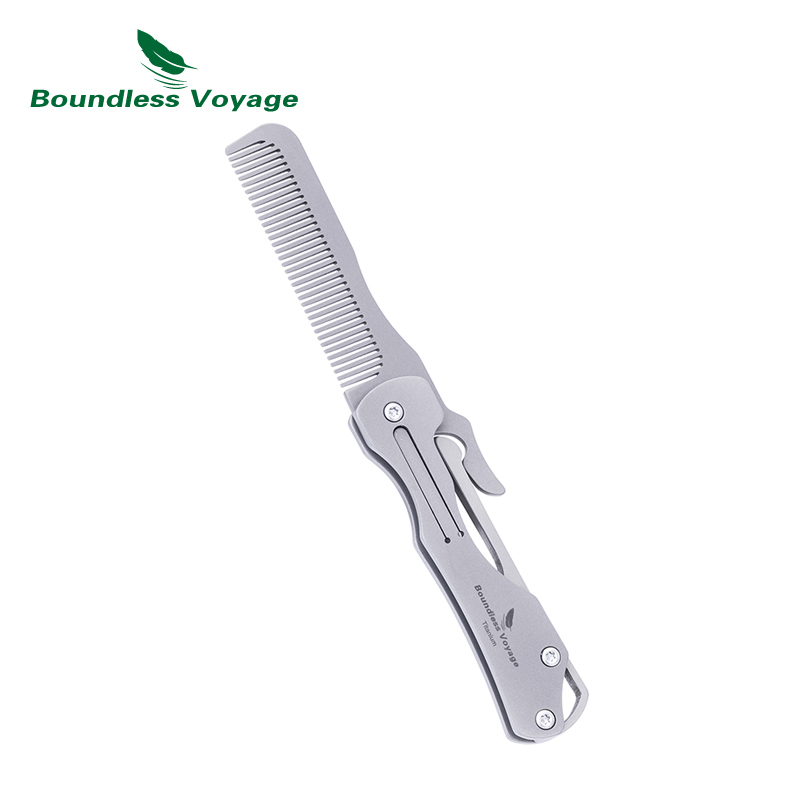 Comb Pocket Titanium - Boundless Voyage Opvouwbare Titanium Haarkam EDC