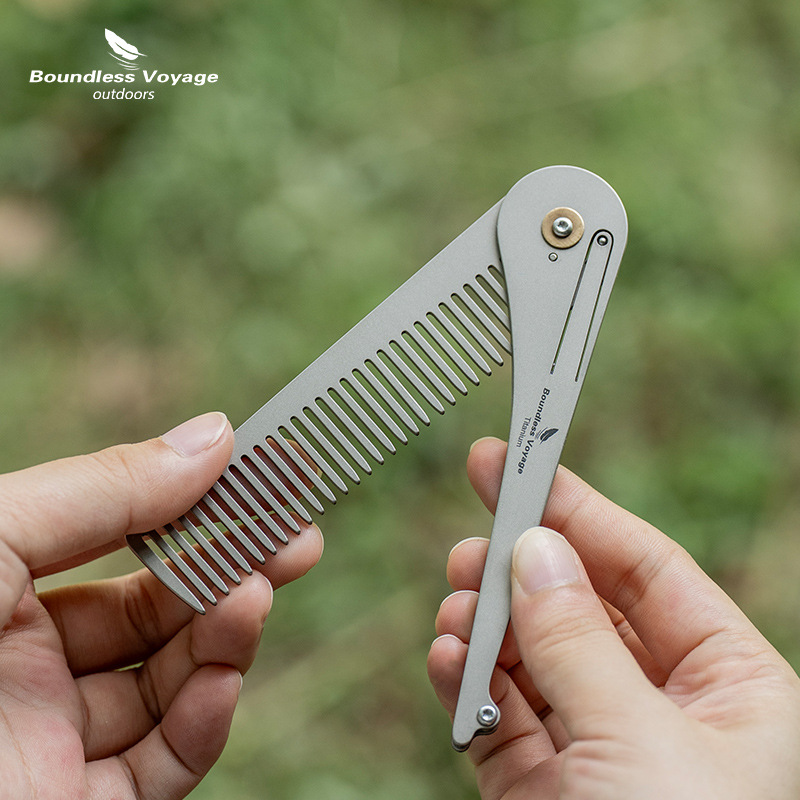 Comb Pocket Titanium - Puur titanium antistatische opvouwbare kam, ultralichte