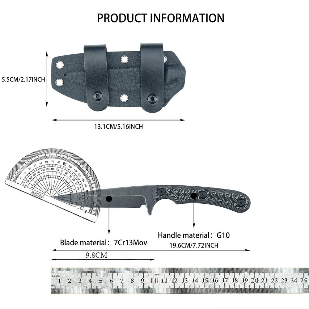 Full Tang Vaste mesmessen 7Cr1 - Edc Carry Fixed Blade recensie en prijs